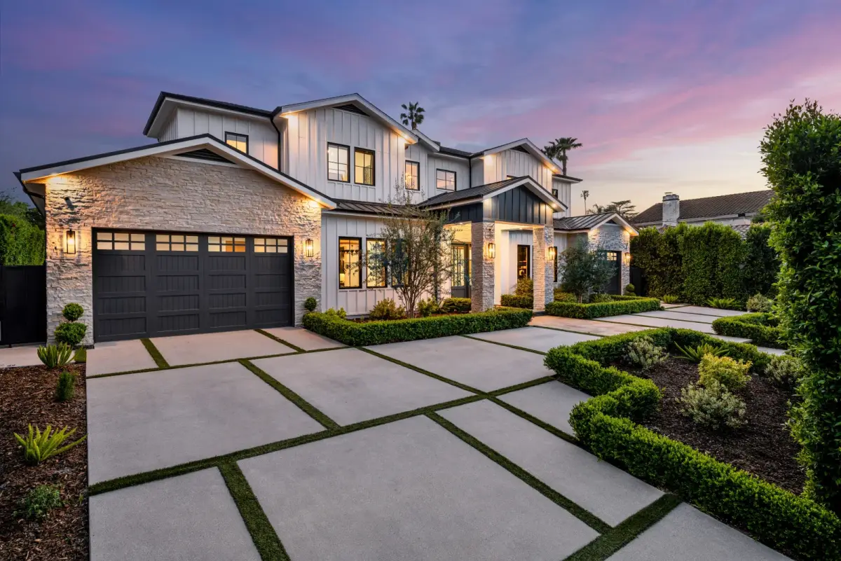 Outdoor front yard path leading to a home