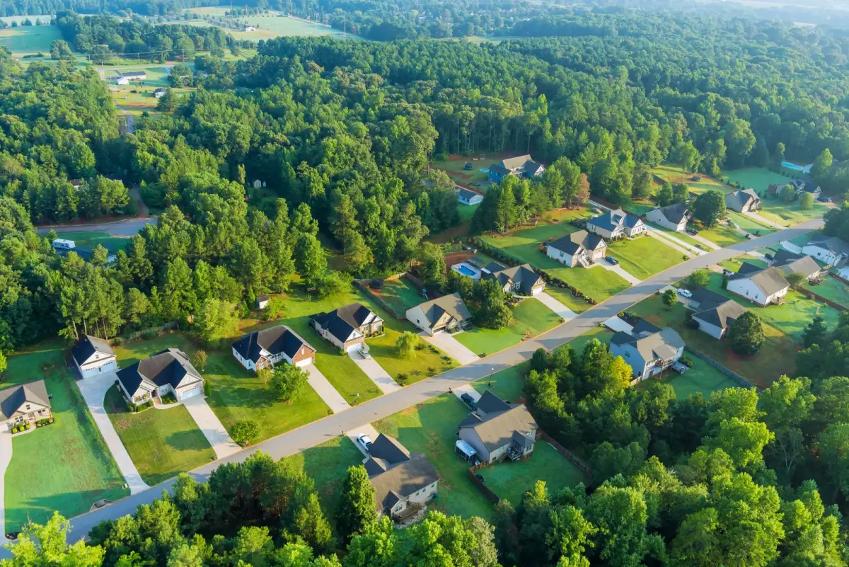 Neighbourhood homes and streets from above